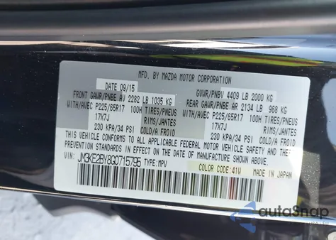 2016 Mazda Cx-5 Sport z USA, uszkodzony, nr VIN JM3KE2BY8G0715795